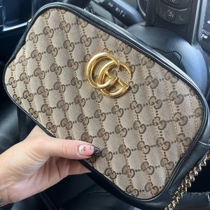 GUCCI Monogram matelasse marmont shoulder bag
